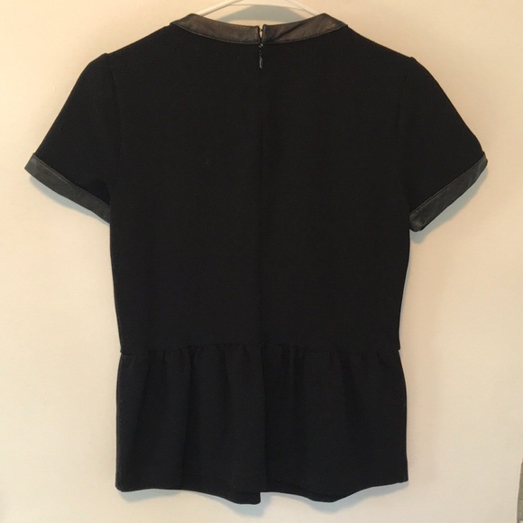 ✨ Last Chance Madewell Black Peplum Top with Leather Trim - Picture 2 of 5